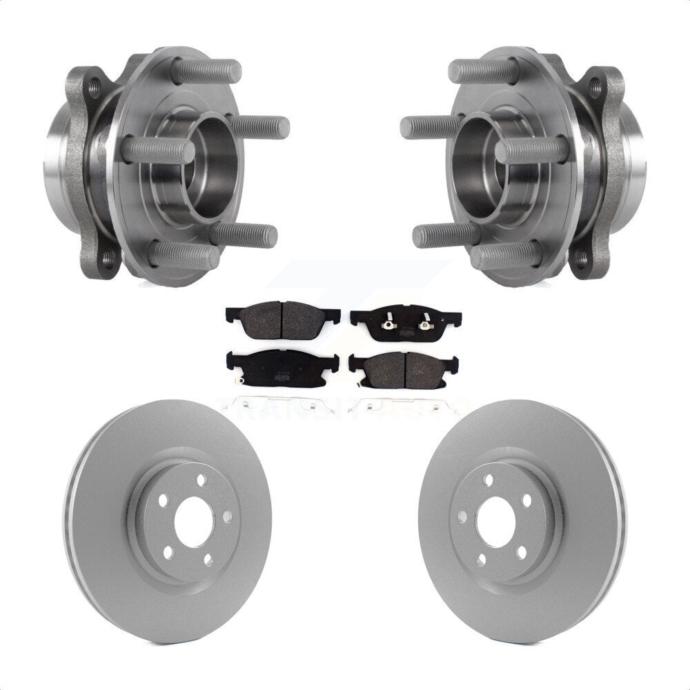 Hub Bearing Assembly Coated Brake Rotor & Pads Front Kit For Lincoln Continental