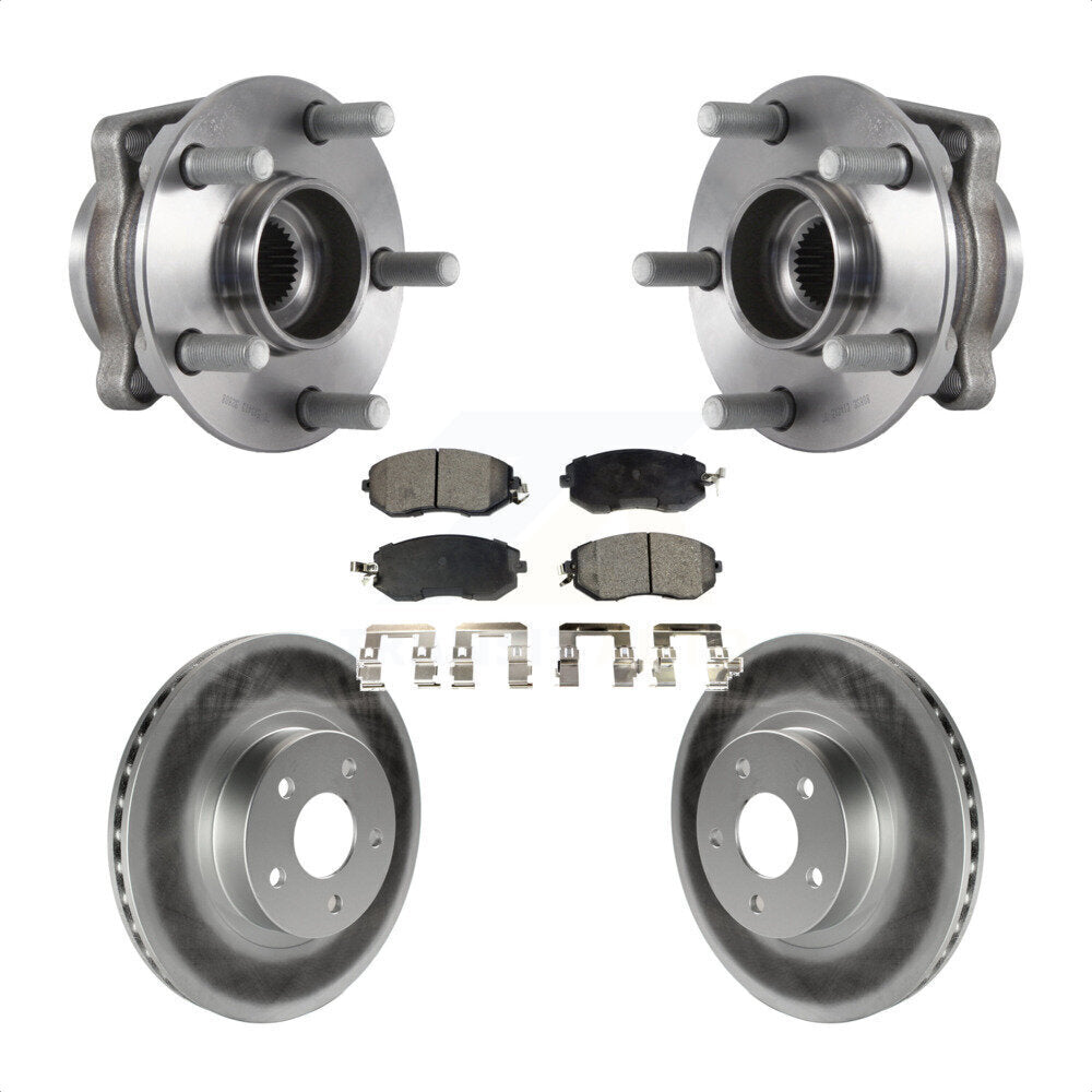 Hub Bearing Assembly Coated Disc Brake Rotor & Pads Front Kit For Subaru Impreza