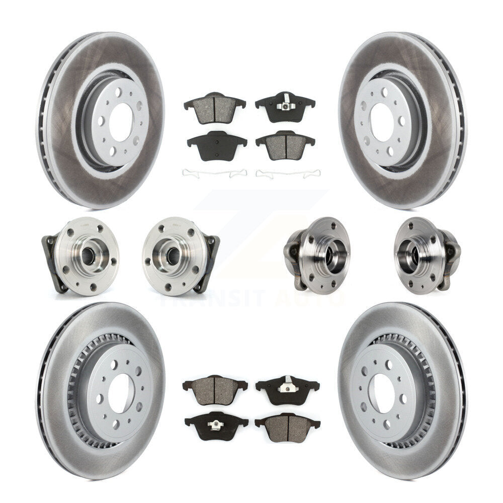 Hub Bearing Coat Brake Rotor Pads Front Rear Kit (10Pc) For 08-14 Volvo XC90 AWD