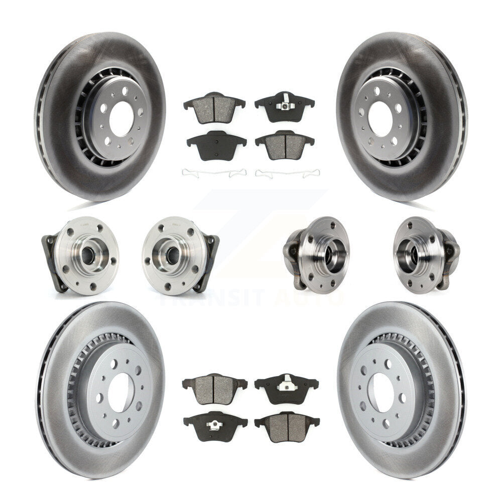 Hub Bearing Coat Brake Rotor Pads Front Rear Kit (10Pc) For 08-14 Volvo XC90 AWD