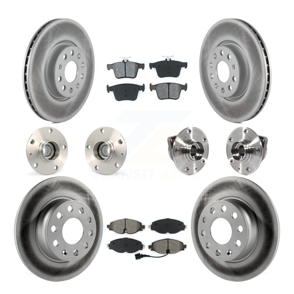 Hub Bearing Coated Brake Rotor & Pad Front Rear Kit (10Pc) For Audi A3 Sportback