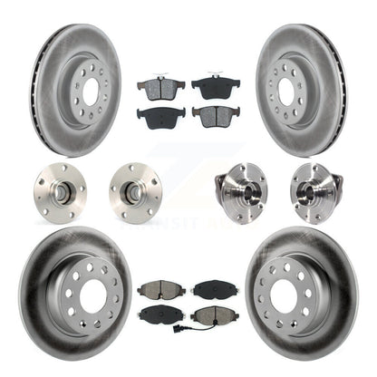 Hub Bearing Coated Brake Rotor & Pad Front Rear Kit (10Pc) For Audi A3 Sportback