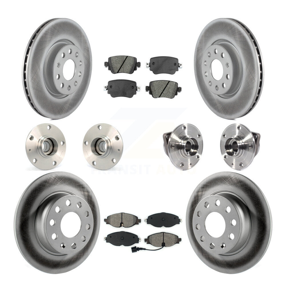 Hub Bearing Coated Disc Brake Rotor Pad Front Rear Kit (10Pc) For Volkswagen GTI
