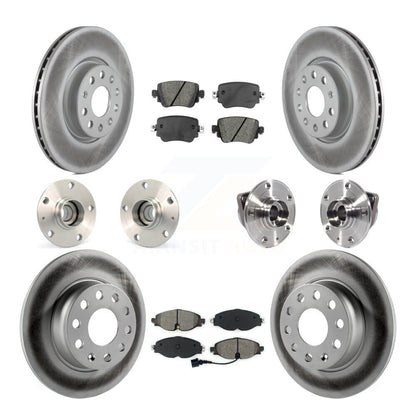 Hub Bearing Coated Disc Brake Rotor Pad Front Rear Kit (10Pc) For Volkswagen GTI