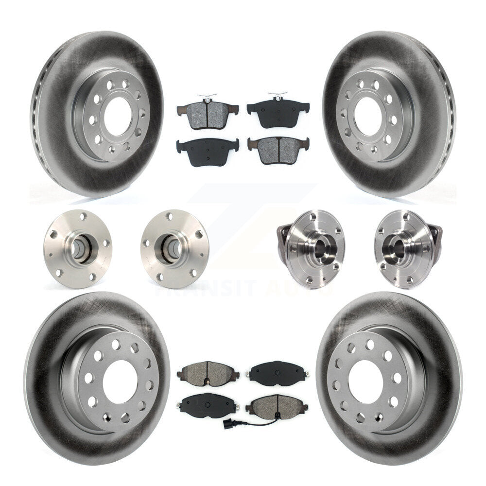 Hub Bearing Coated Brake Rotor & Pad Front Rear Kit (10Pc) For 2016 Audi A3 2.0L