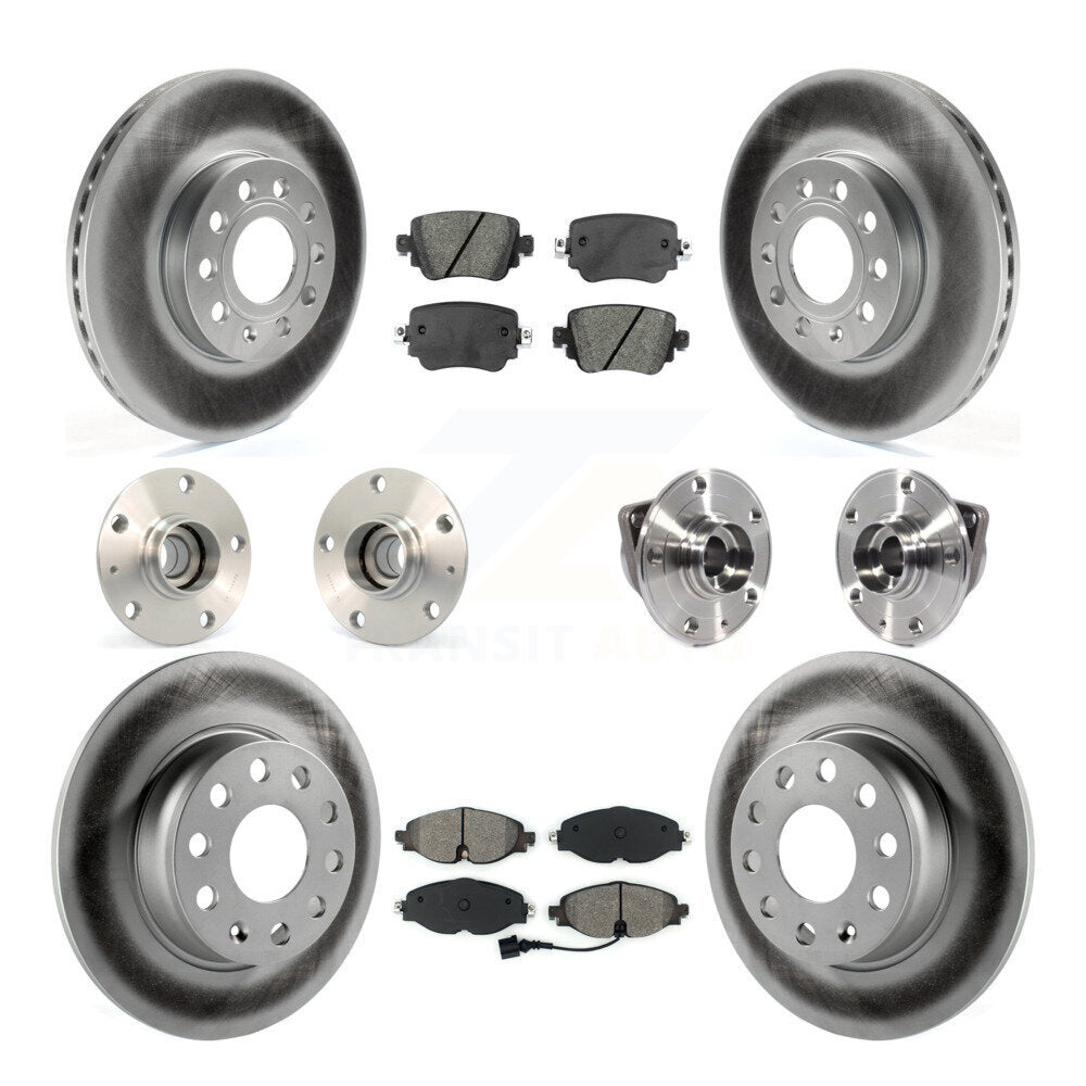 Hub Bearing Coated Brake Rotor And Pad Front Rear Kit (10Pc) For Volkswagen Golf