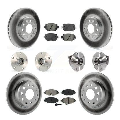 Hub Bearing Coated Brake Rotor And Pad Front Rear Kit (10Pc) For Volkswagen Golf