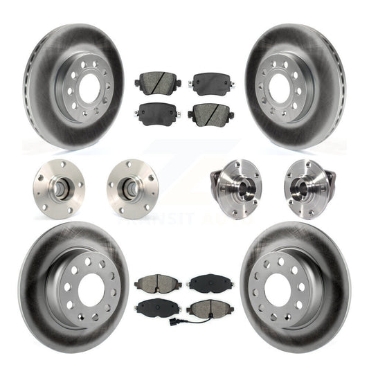 Hub Bearing Coated Brake Rotor And Pad Front Rear Kit (10Pc) For Volkswagen Golf