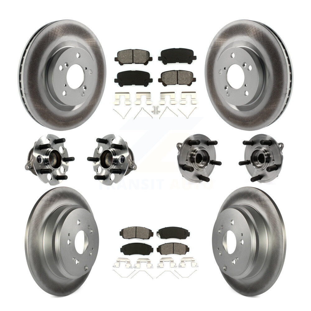 Hub Bearing Coated Brake Rotor Pad Front Rear Kit (10Pc) For 11-14 Honda Odyssey