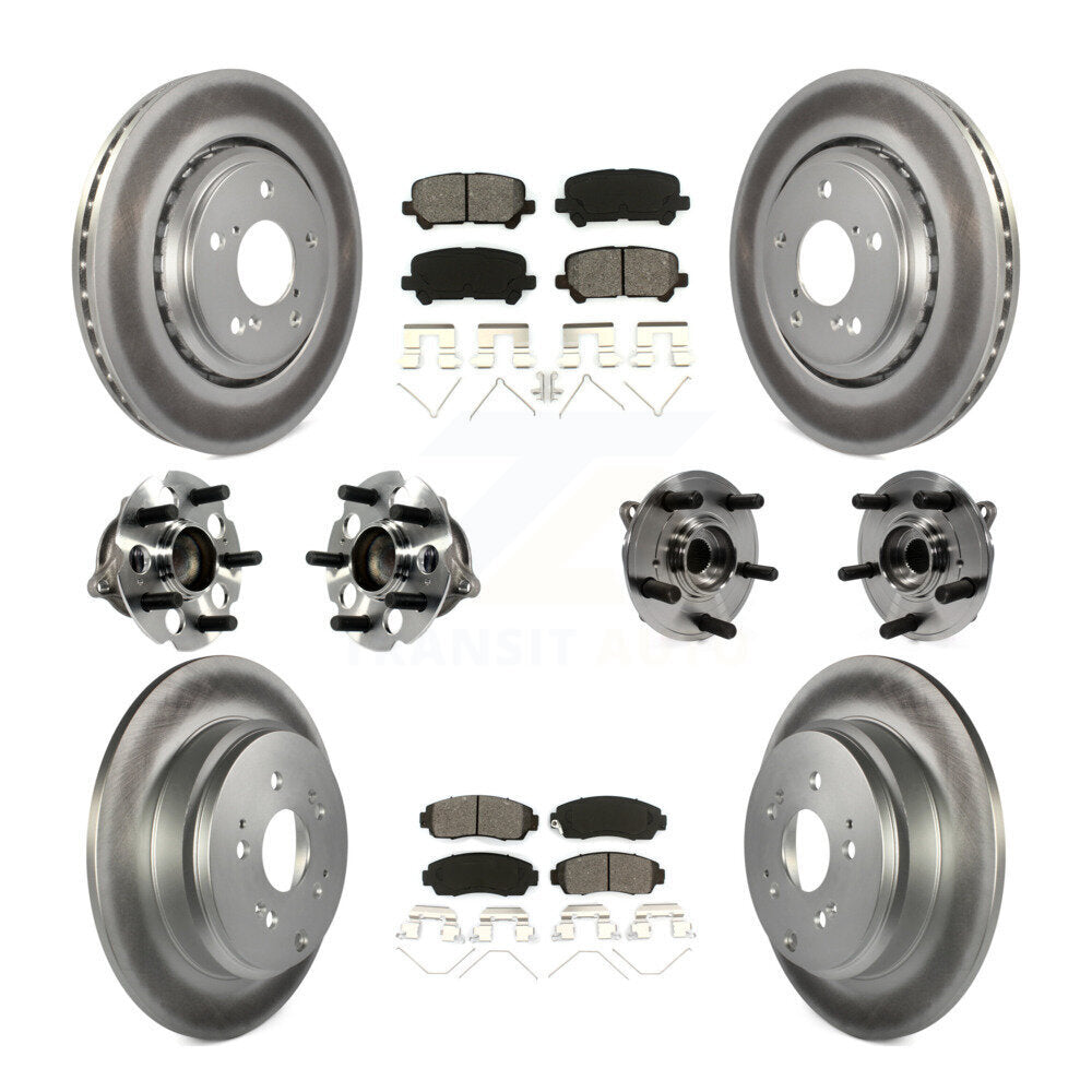 Hub Bearing Coated Brake Rotor Pad Front Rear Kit (10Pc) For 15-17 Honda Odyssey