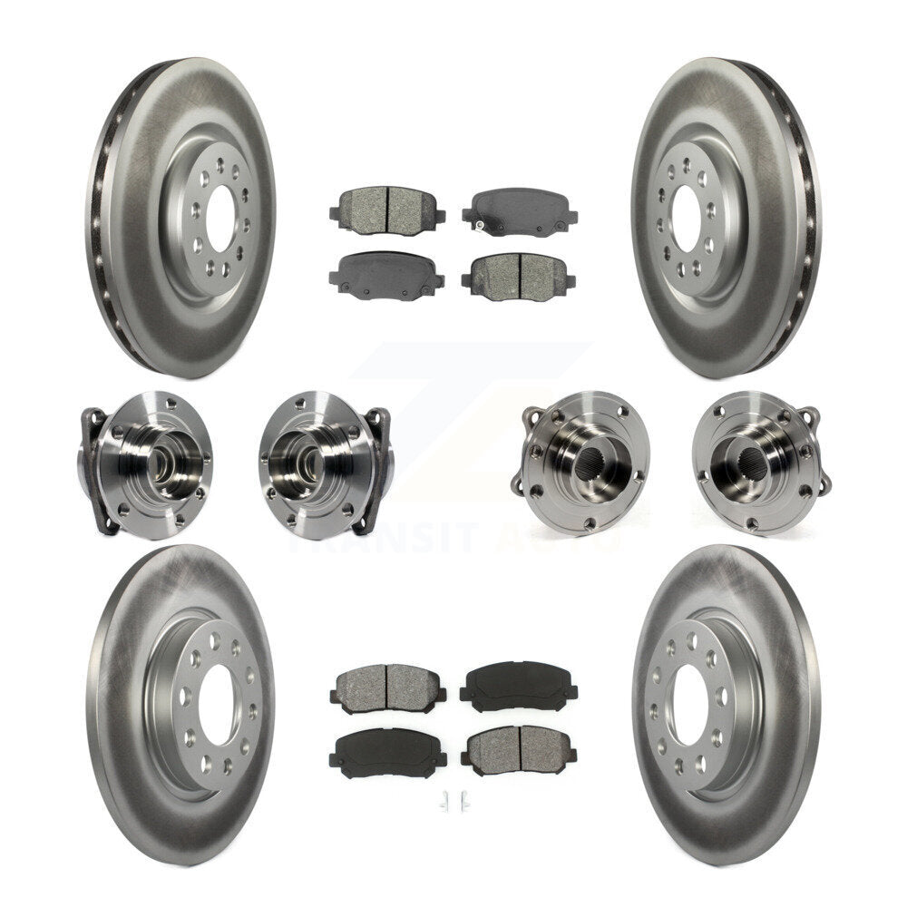 Hub Bearing Coated Brake Rotor & Pads Front Rear Kit (10Pc) For Chrysler 200 FWD