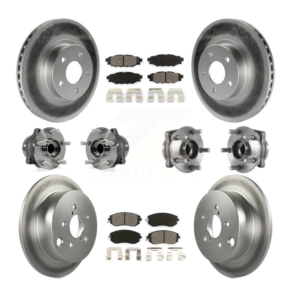 Hub Bearing Coated Disc Brake Rotor Pad Front Rear Kit (10Pc) For Subaru Impreza