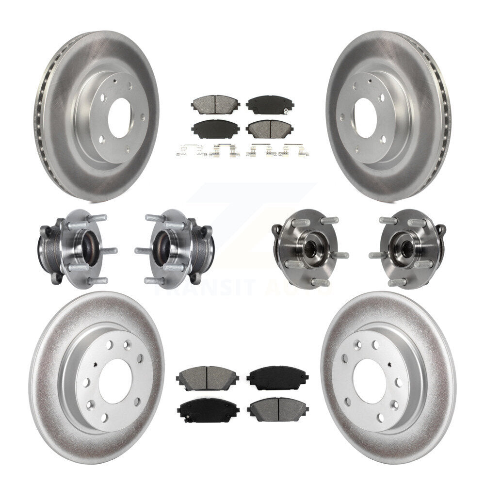 Hub Bearing Coated Disc Brake Rotor Pads Front Rear Kit (10Pc) For Mazda 3 Sport