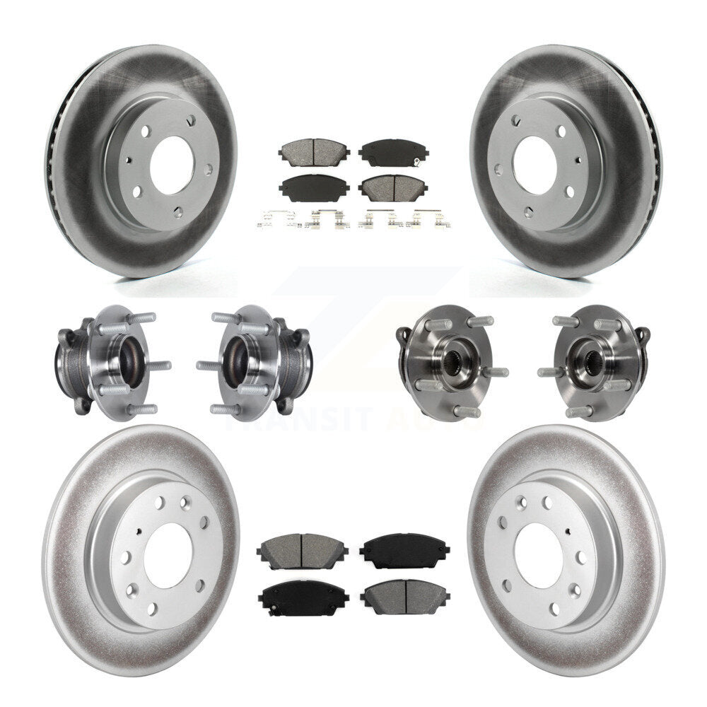 Hub Bearing Coated Disc Brake Rotor Pads Front Rear Kit (10Pc) For Mazda 3 Sport