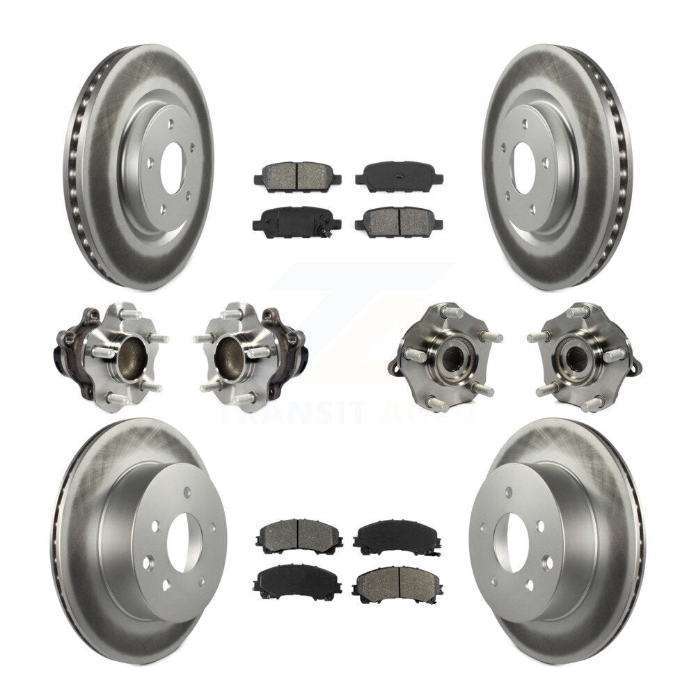 Hub Bearing Coated Disc Brake Rotor & Pad Front Rear Kit (10Pc) For Nissan Rogue