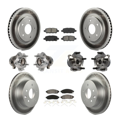 Hub Bearing Coated Disc Brake Rotor & Pads Front Rear Kit (10Pc) For Nissan LEAF