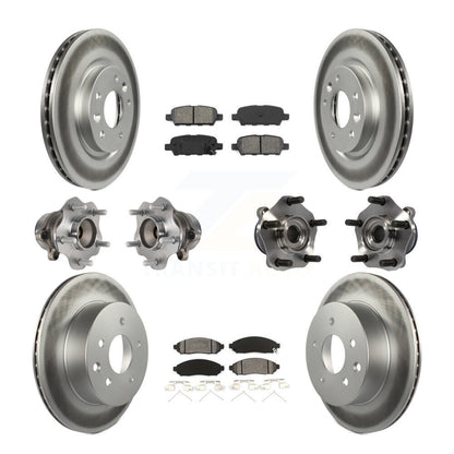Hub Bearing Coated Disc Brake Rotor & Pads Front Rear Kit (10Pc) For Nissan LEAF