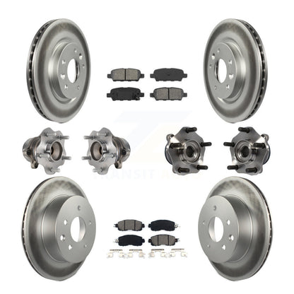 Hub Bearing Coated Disc Brake Rotor & Pads Front Rear Kit (10Pc) For Nissan LEAF