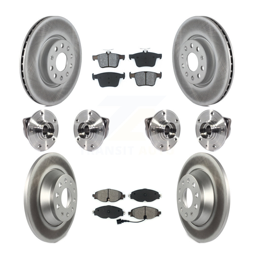 Hub Bearing Coated Brake Rotor And Pad Front Rear Kit (10Pc) For Audi TT Quattro
