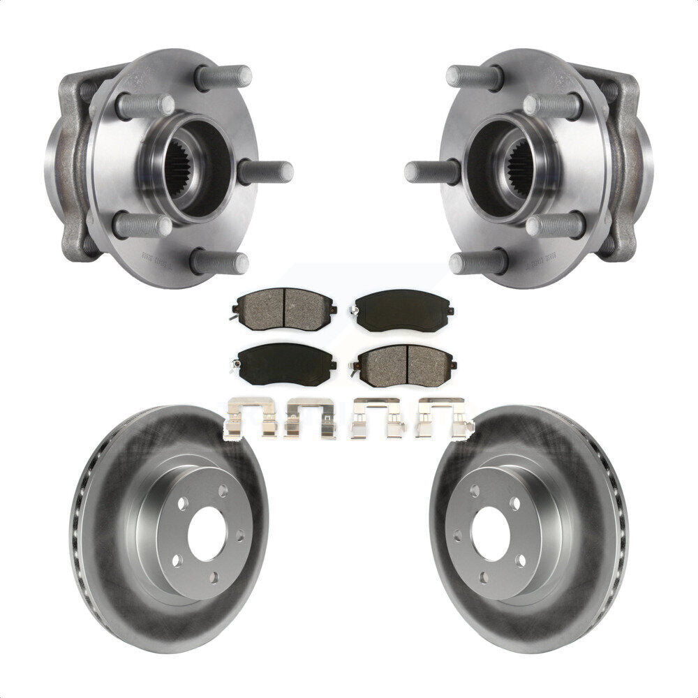 Hub Bearing Assembly Coated Disc Brake Rotor & Pads Front Kit For Subaru Impreza