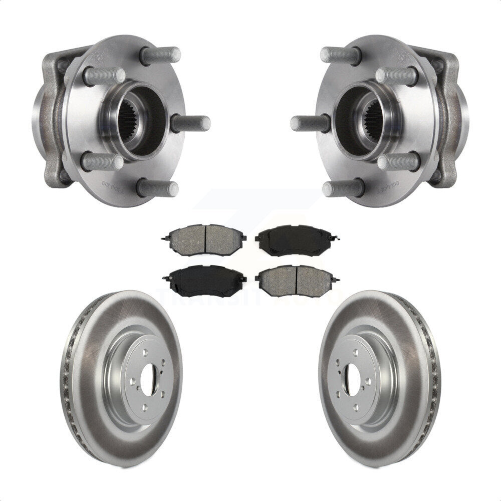 Hub Bearing Assembly Coated Brake Rotor & Pad Front Kit For Subaru Forester 2.0L