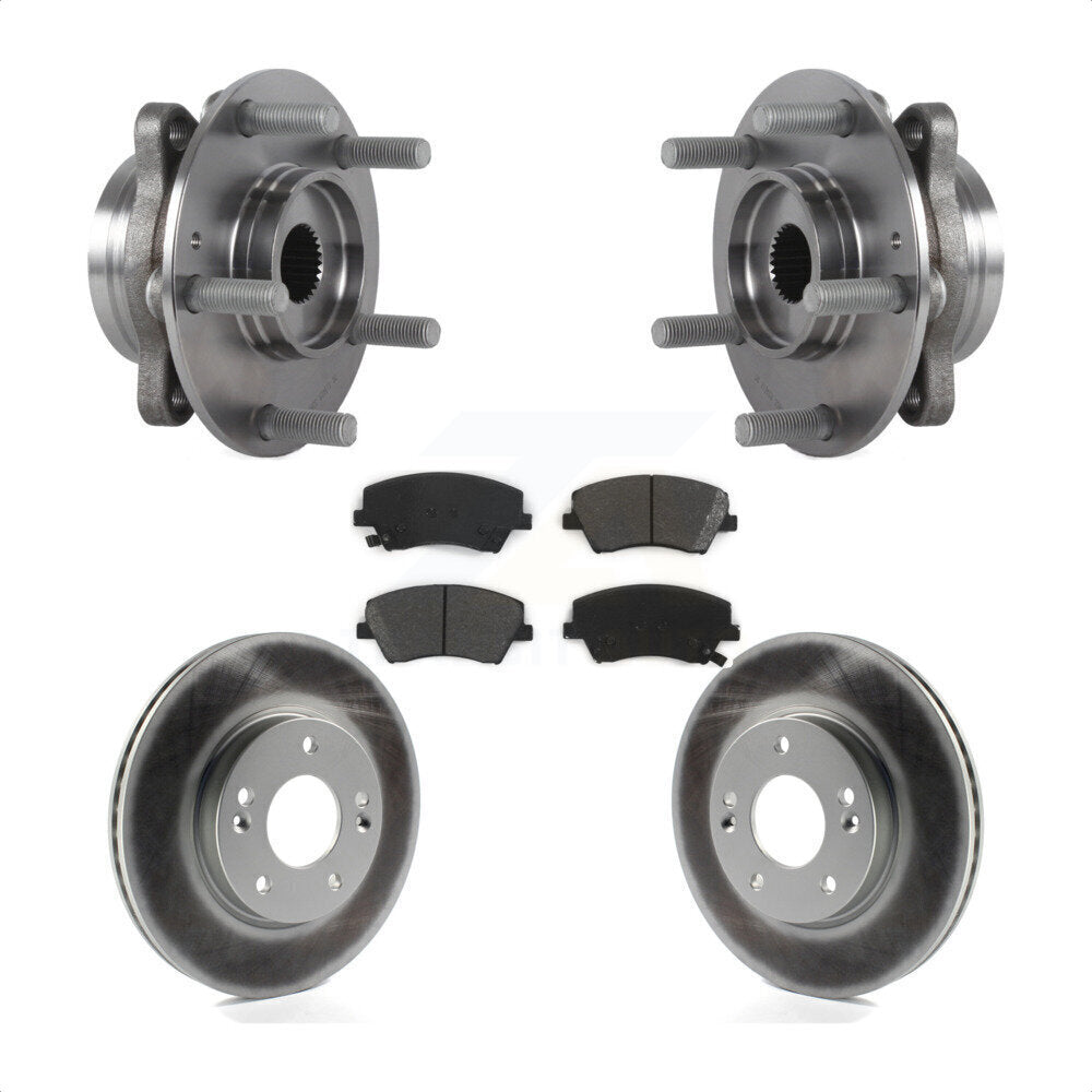 Hub Bearing Assembly Coated Disc Brake Rotor & Pad Front Kit For Hyundai Elantra