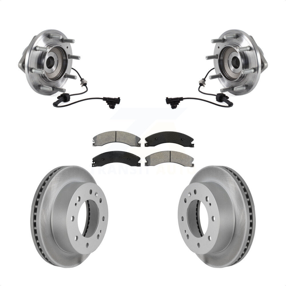 Hub Bearing Coat Brake Rotor Pads Front Kit For GMC Sierra 3500 HD Chevrolet 4WD