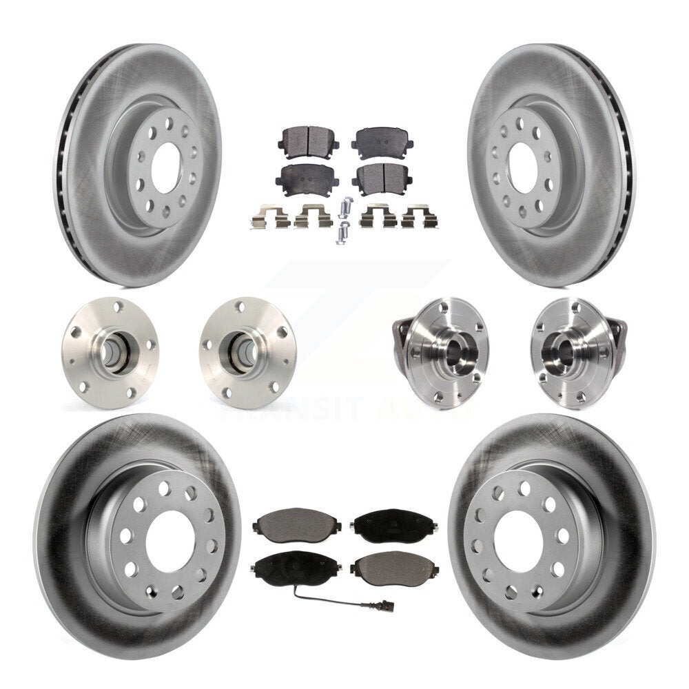 Hub Bearing Coated Disc Brake Rotor Pad Front Rear Kit (10Pc) For Volkswagen GTI