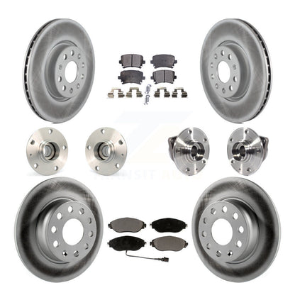 Hub Bearing Coated Disc Brake Rotor Pad Front Rear Kit (10Pc) For Volkswagen GTI