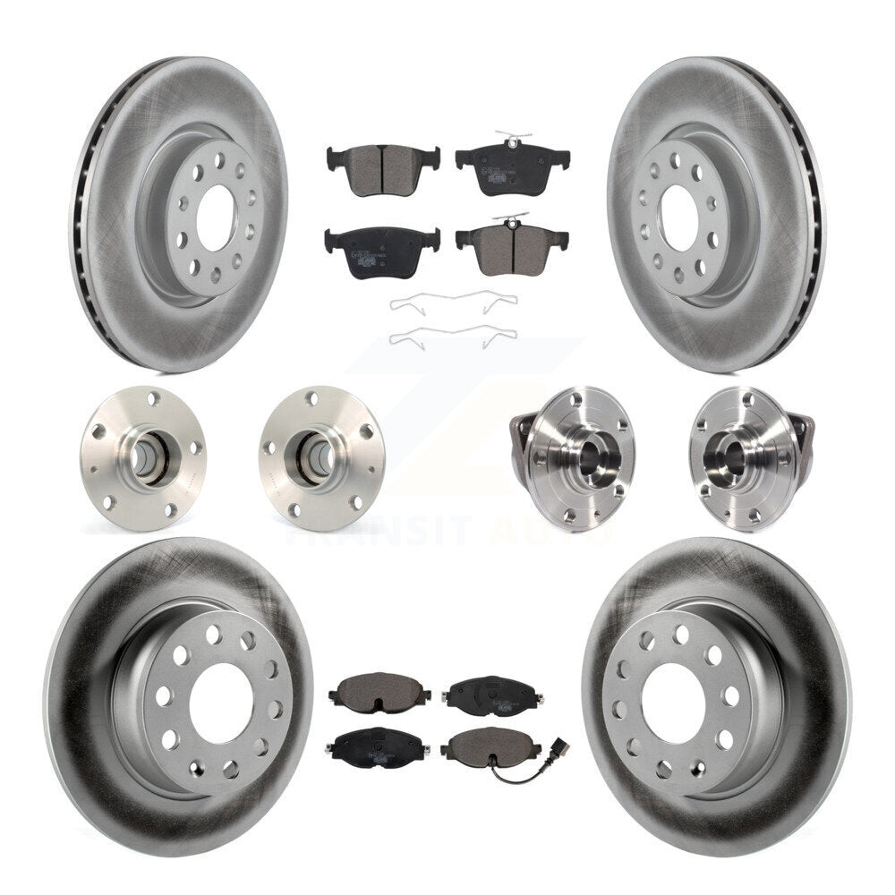 Hub Bearing Coated Brake Rotor & Pad Front Rear Kit (10Pc) For Audi A3 Sportback