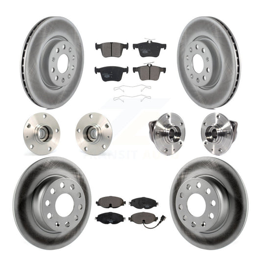 Hub Bearing Coated Brake Rotor & Pad Front Rear Kit (10Pc) For Audi A3 Sportback