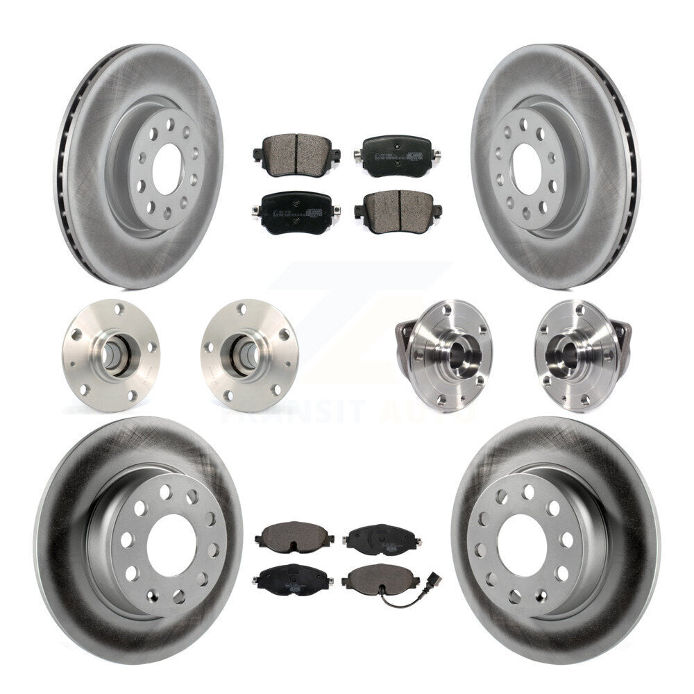 Hub Bearing Coated Disc Brake Rotor Pad Front Rear Kit (10Pc) For Volkswagen GTI