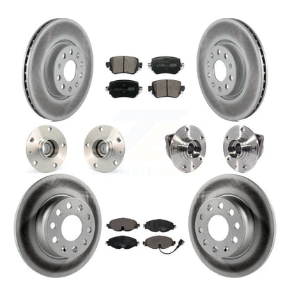 Hub Bearing Coated Disc Brake Rotor Pad Front Rear Kit (10Pc) For Volkswagen GTI