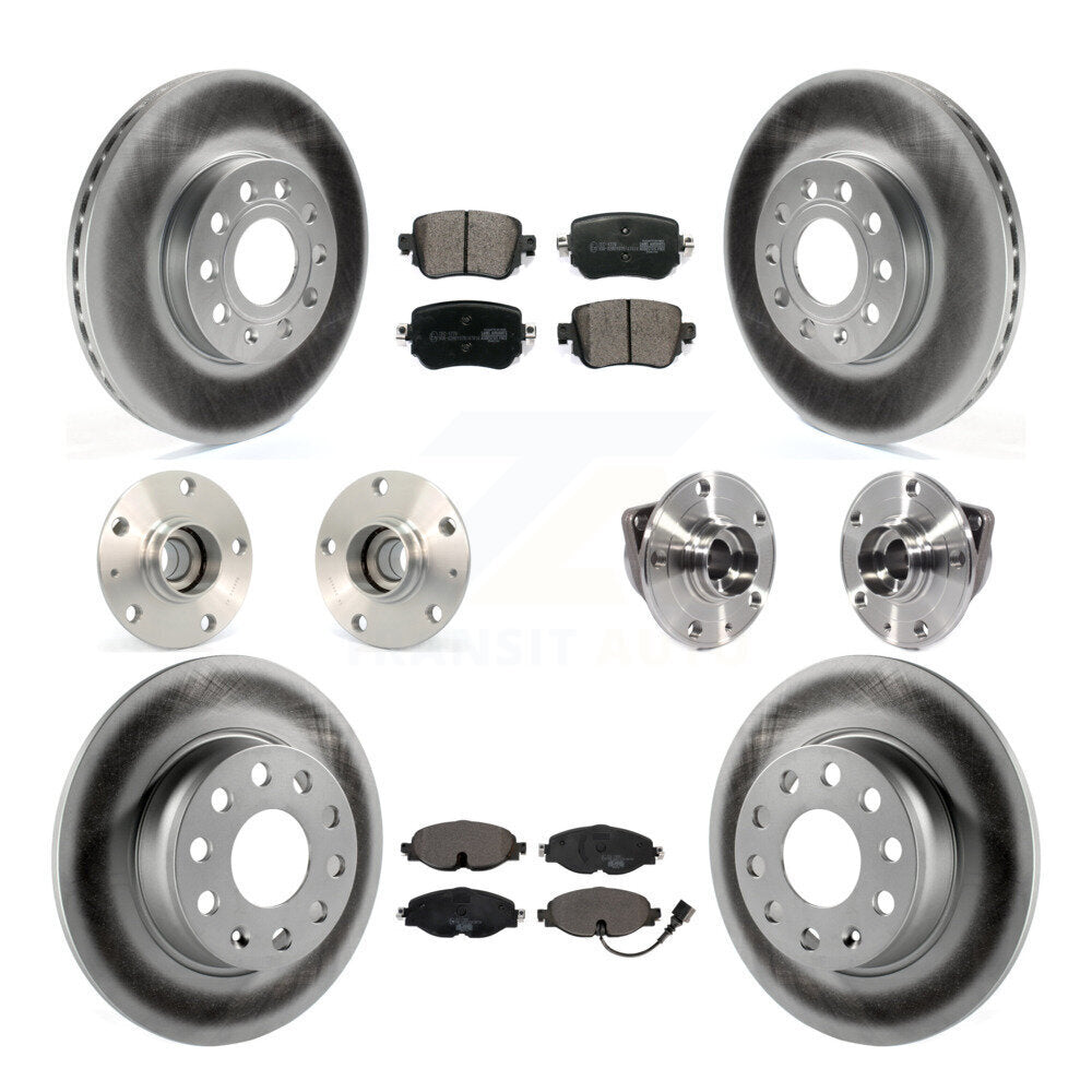 Hub Bearing Coated Brake Rotor And Pad Front Rear Kit (10Pc) For Volkswagen Golf