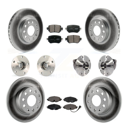 Hub Bearing Coated Brake Rotor And Pad Front Rear Kit (10Pc) For Volkswagen Golf