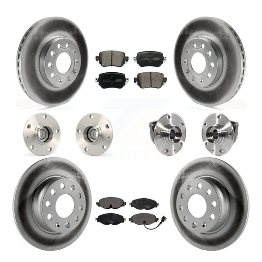 Hub Bearing Coated Brake Rotor And Pad Front Rear Kit (10Pc) For Volkswagen Golf