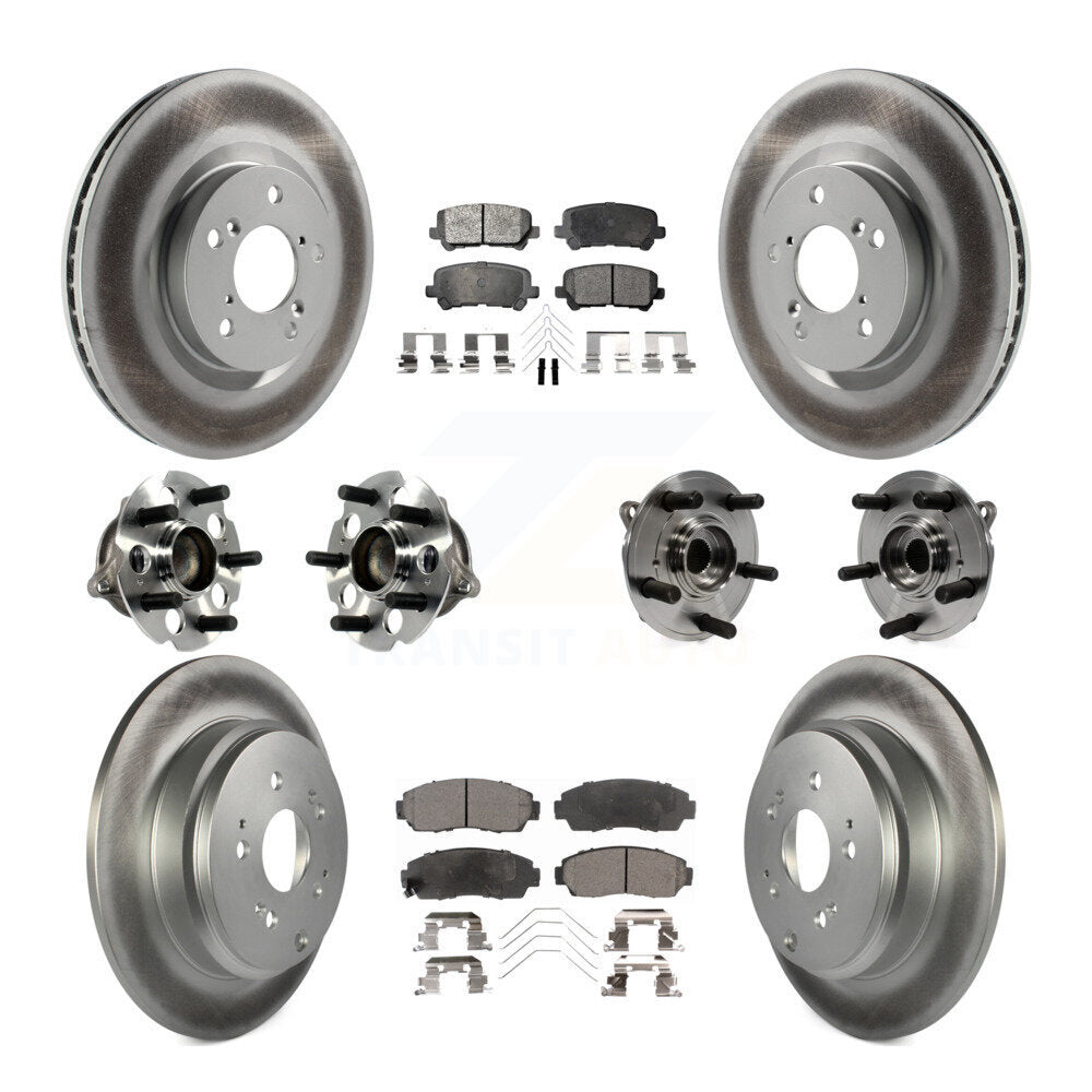 Hub Bearing Coated Brake Rotor Pad Front Rear Kit (10Pc) For 11-14 Honda Odyssey
