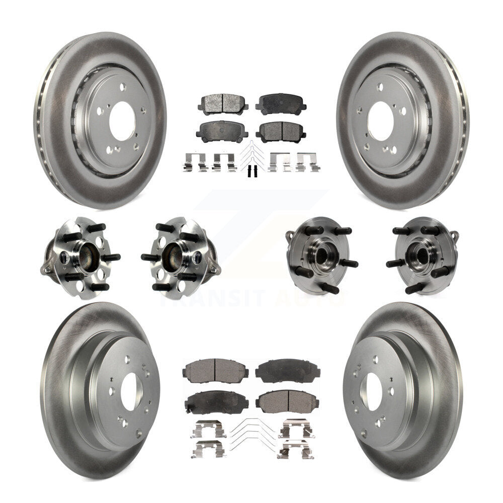 Hub Bearing Coated Brake Rotor Pad Front Rear Kit (10Pc) For 15-17 Honda Odyssey