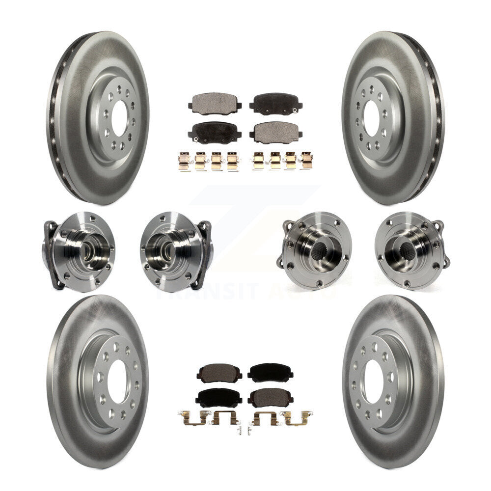 Hub Bearing Coated Brake Rotor & Pads Front Rear Kit (10Pc) For Chrysler 200 FWD