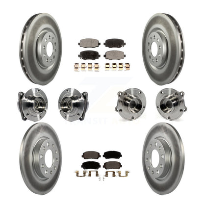 Hub Bearing Coated Brake Rotor & Pads Front Rear Kit (10Pc) For Chrysler 200 FWD