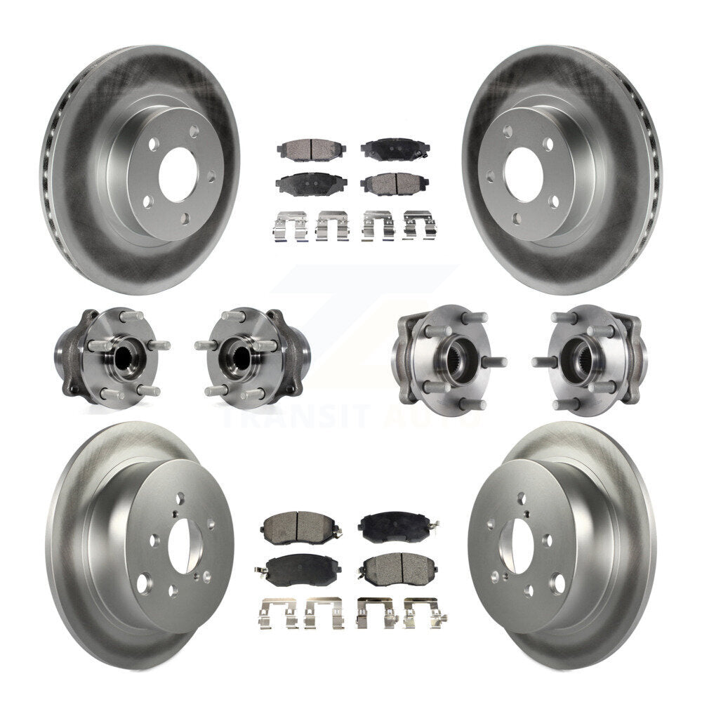 Hub Bearing Coated Disc Brake Rotor Pad Front Rear Kit (10Pc) For Subaru Impreza