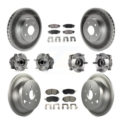 Hub Bearing Coated Disc Brake Rotor Pad Front Rear Kit (10Pc) For Subaru Impreza