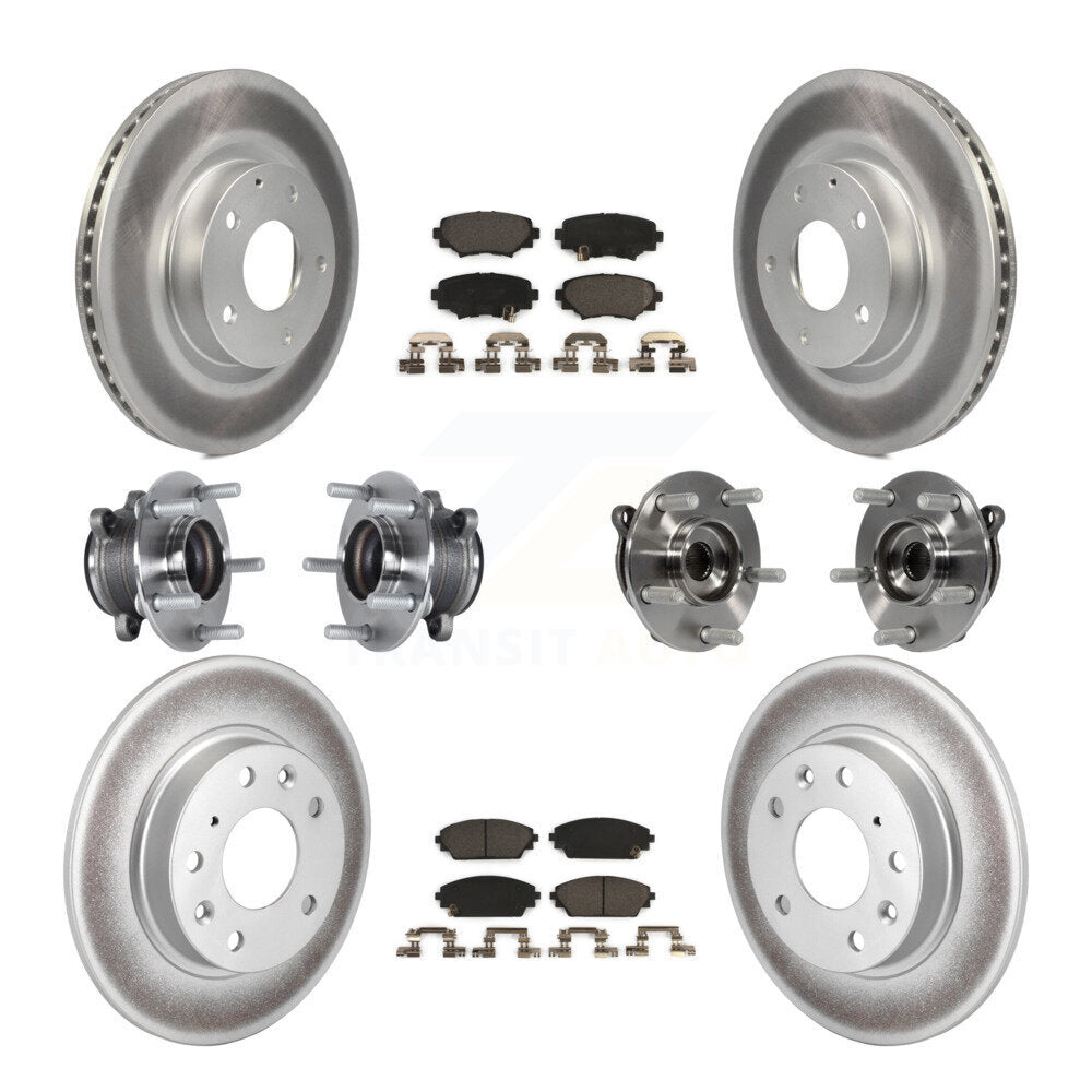 Hub Bearing Coated Disc Brake Rotor Pads Front Rear Kit (10Pc) For Mazda 3 Sport