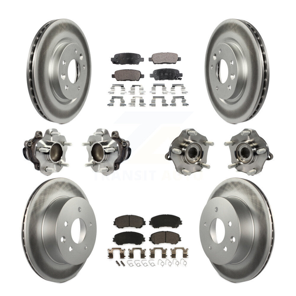 Hub Bearing Coated Brake Rotor Pads Front Rear Kit (10Pc) For Nissan Rogue Sport