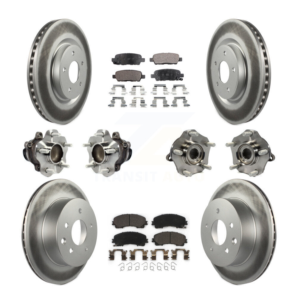 Hub Bearing Coated Disc Brake Rotor & Pad Front Rear Kit (10Pc) For Nissan Rogue