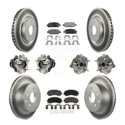 Hub Bearing Coated Disc Brake Rotor & Pad Front Rear Kit (10Pc) For Nissan Rogue