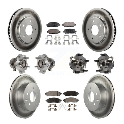 Hub Bearing Coated Disc Brake Rotor & Pads Front Rear Kit (10Pc) For Nissan LEAF