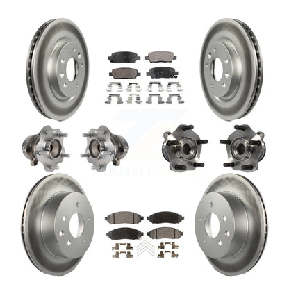 Hub Bearing Coated Disc Brake Rotor & Pads Front Rear Kit (10Pc) For Nissan LEAF