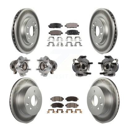 Hub Bearing Coated Disc Brake Rotor & Pads Front Rear Kit (10Pc) For Nissan LEAF