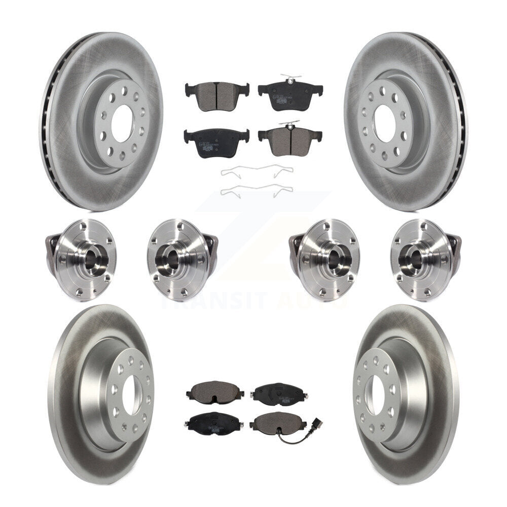 Hub Bearing Coated Brake Rotor And Pad Front Rear Kit (10Pc) For Audi TT Quattro